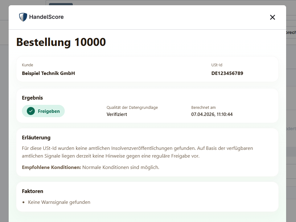 Freigabe ohne Warnsignale